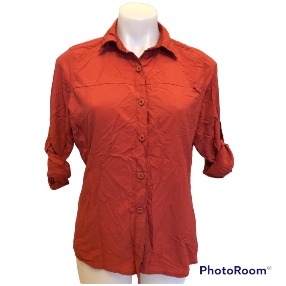 Rei Burnt Orange Button Down Long Sleeve Top size small